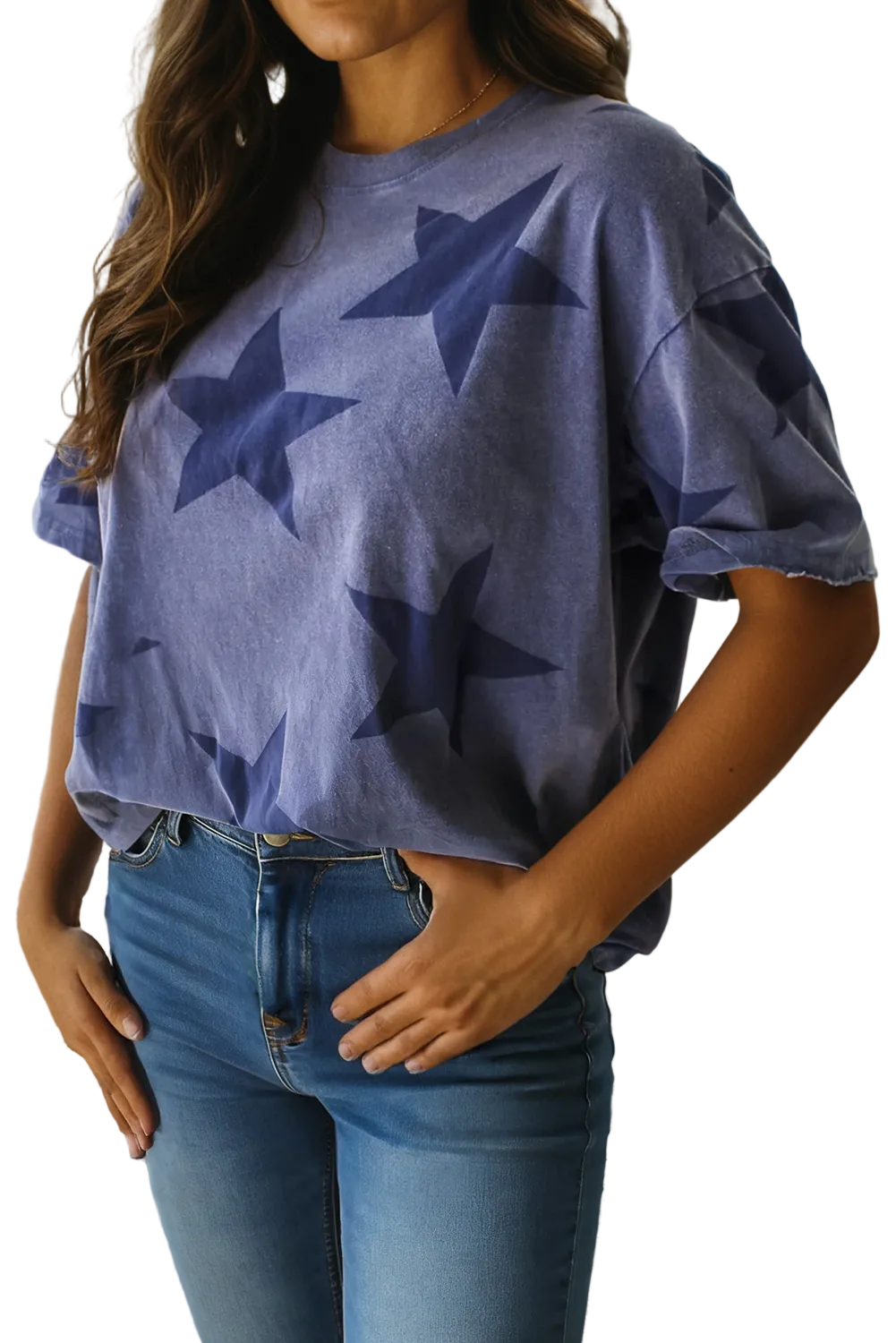 Justice Blue Vintage Star Print Mineral Wash Tee