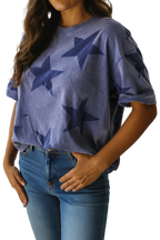 Justice Blue Vintage Star Print Mineral Wash Tee