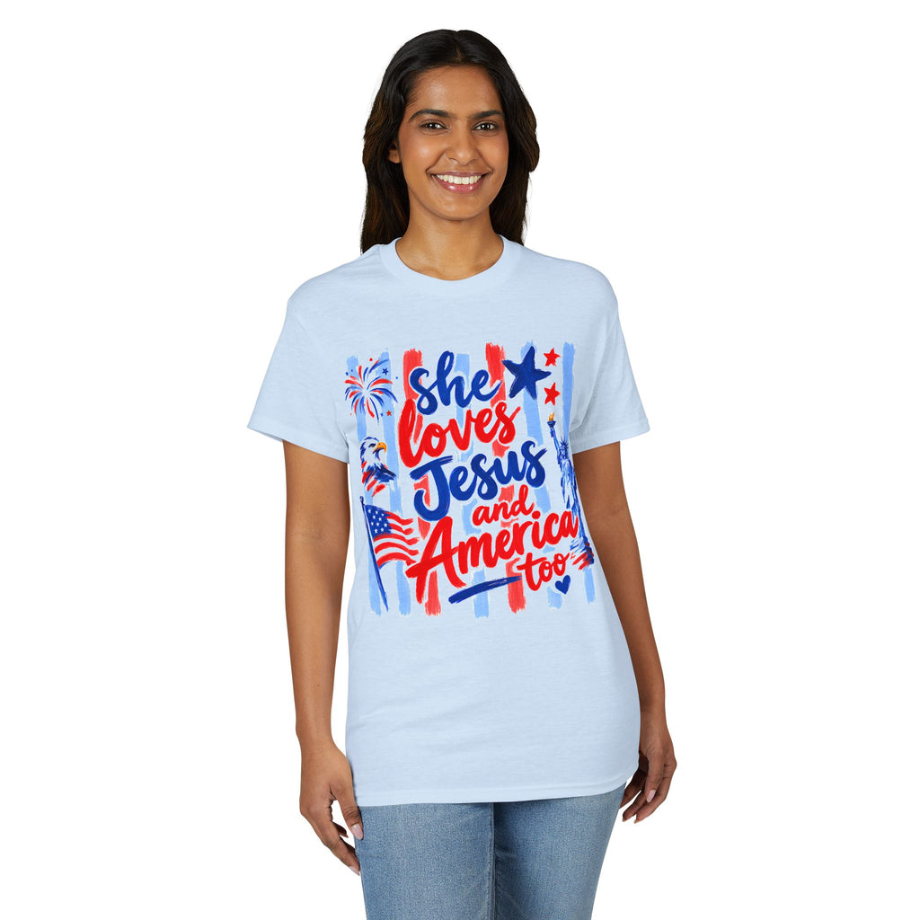 She Loves Jesus and America Too T-Shirt