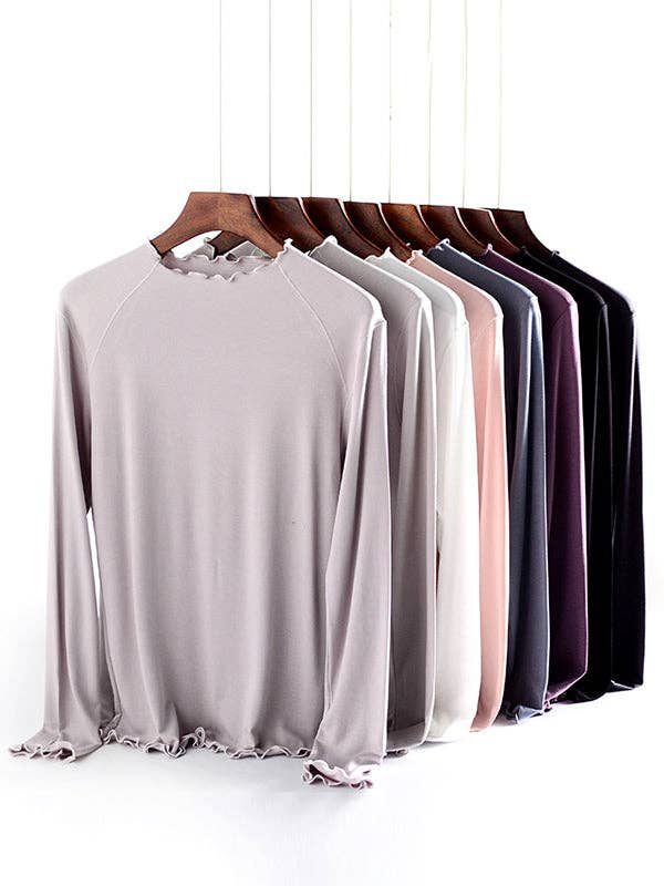 Solid Color Long Sleeve Top