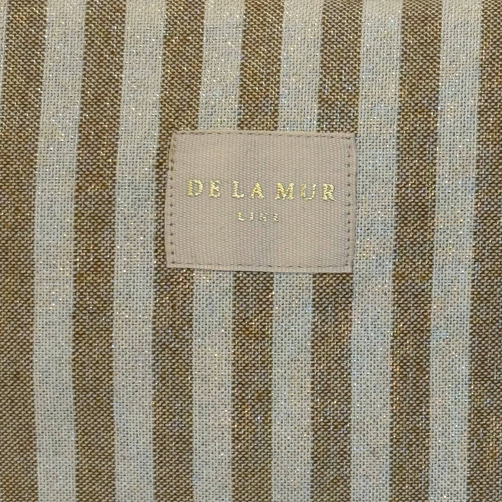 Striped Large Makeup Bag – Beige & Gold