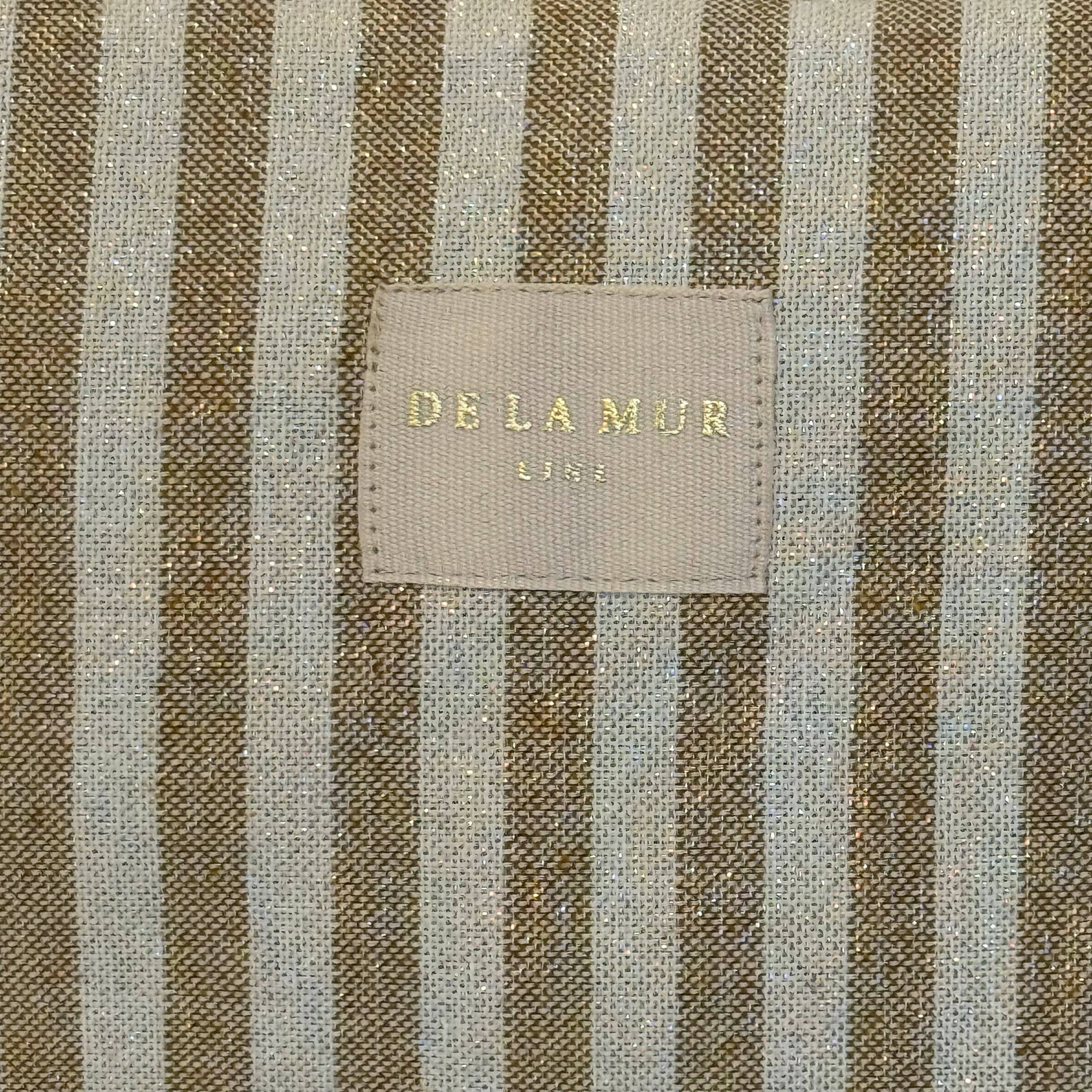Striped Large Makeup Bag – Beige & Gold