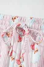 Santa Claus and striped fabric with a white background