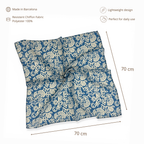 Floral Chiffon Square Scarf – Navy & Cream