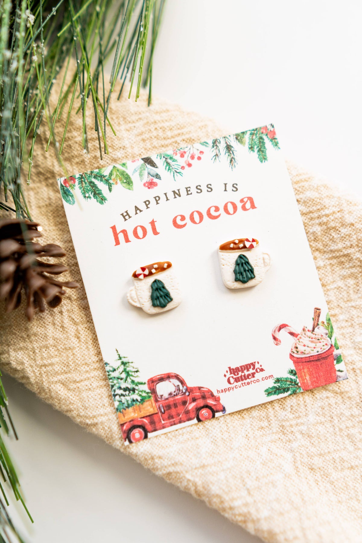 Hot Cocoa Mug Christmas Stud Earrings