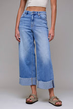 Brittney Cuffed High Rise Wide Leg Jeans