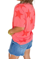 Freedom Red Vintage Star Print Mineral Wash Tee