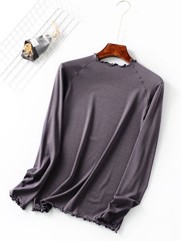 Solid Color Long Sleeve Top