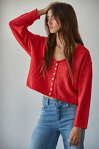 Addison Rolled V-Neck Cardigan