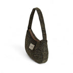 Herringbone Jacquard Shoulder Bag – Khaki & Black