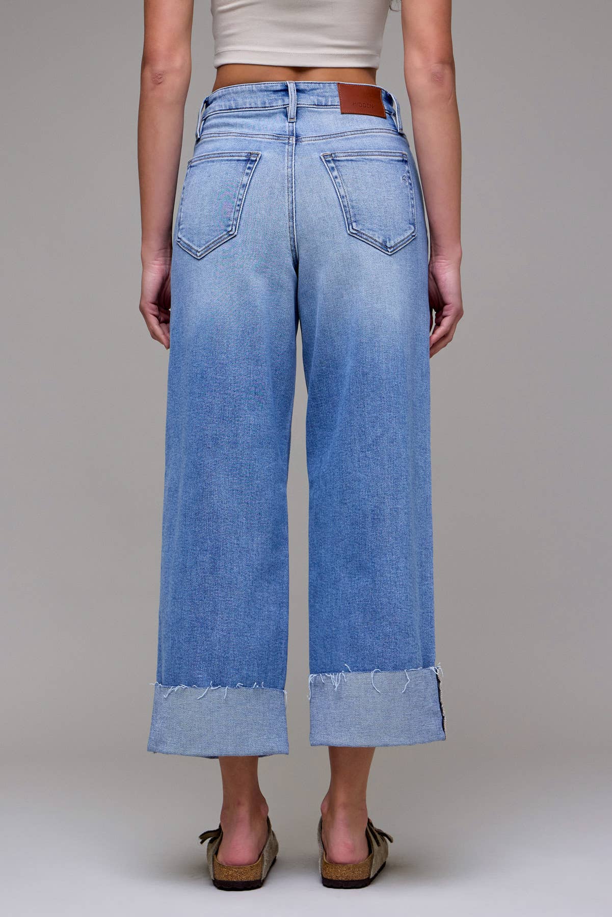 Brittney Cuffed High Rise Wide Leg Jeans