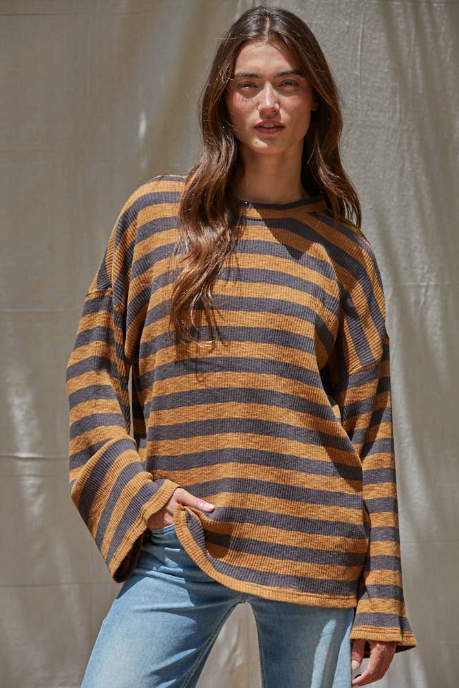 Rose Ribbed Long Sleeve
