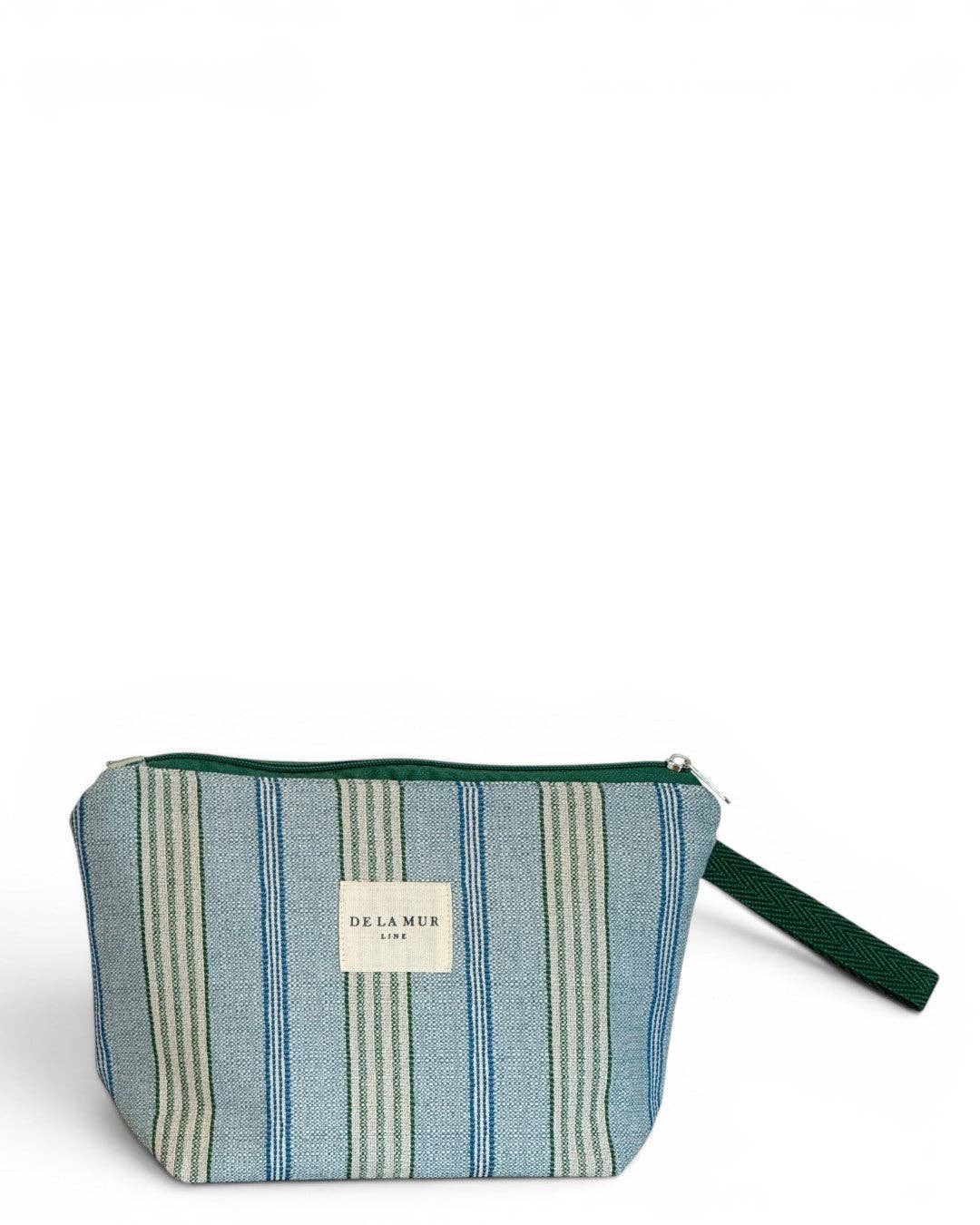 Striped Jacquard Large Makeup Bag – Blue & Green