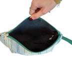 Striped Jacquard Large Makeup Bag – Blue & Green