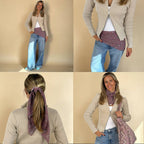 Geometric Chiffon Square Scarf – Pink & Lilac