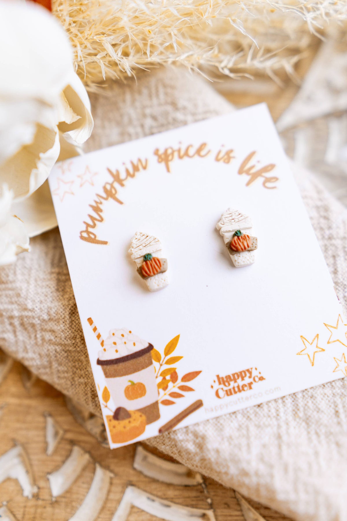 Pumpkin Spice Latte Cup Clay Earrings | Cute Fall Studs