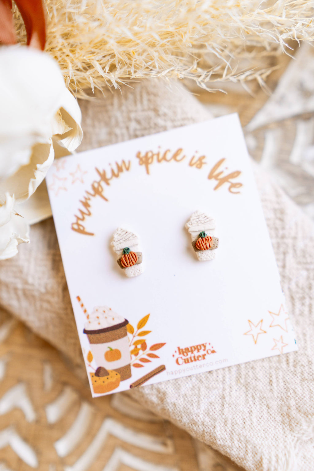 Pumpkin Spice Latte Cup Clay Earrings | Cute Fall Studs