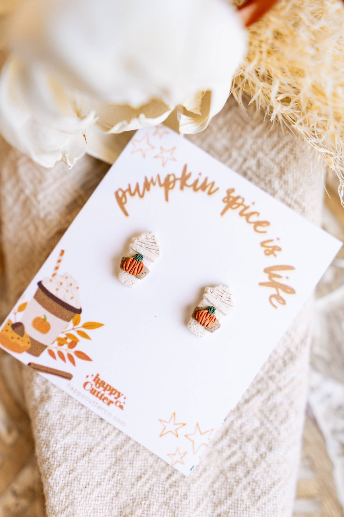 Pumpkin Spice Latte Cup Clay Earrings | Cute Fall Studs