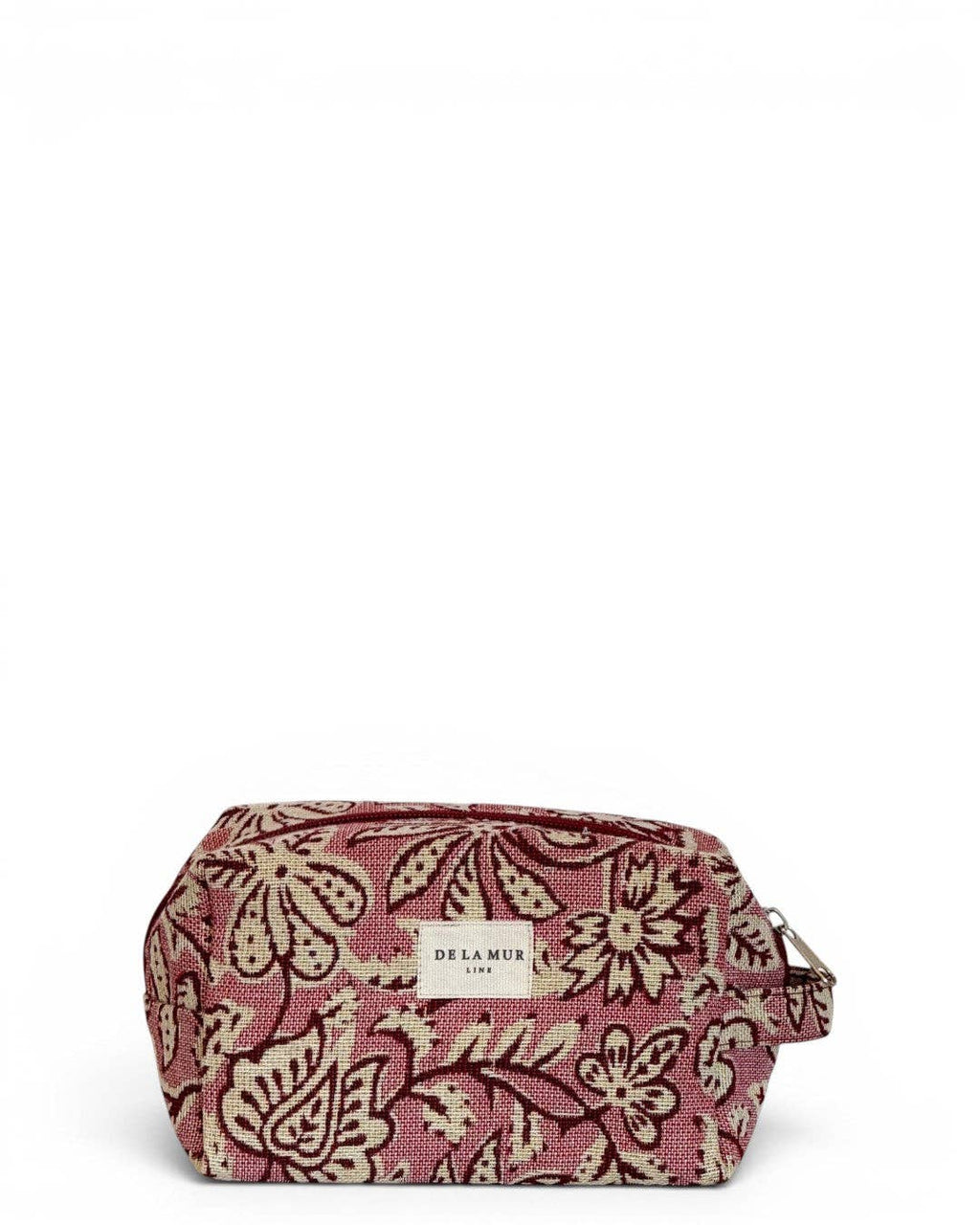 Floral Jacquard Squared Makeup Bag – Ecru & Pink