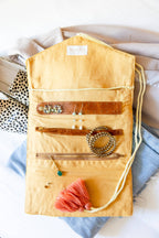 Embroidered Velvet Jewelry Organizer in Mustard
