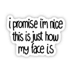 "I Promise I'm Nice This Is Just How My Face Is" Sticker