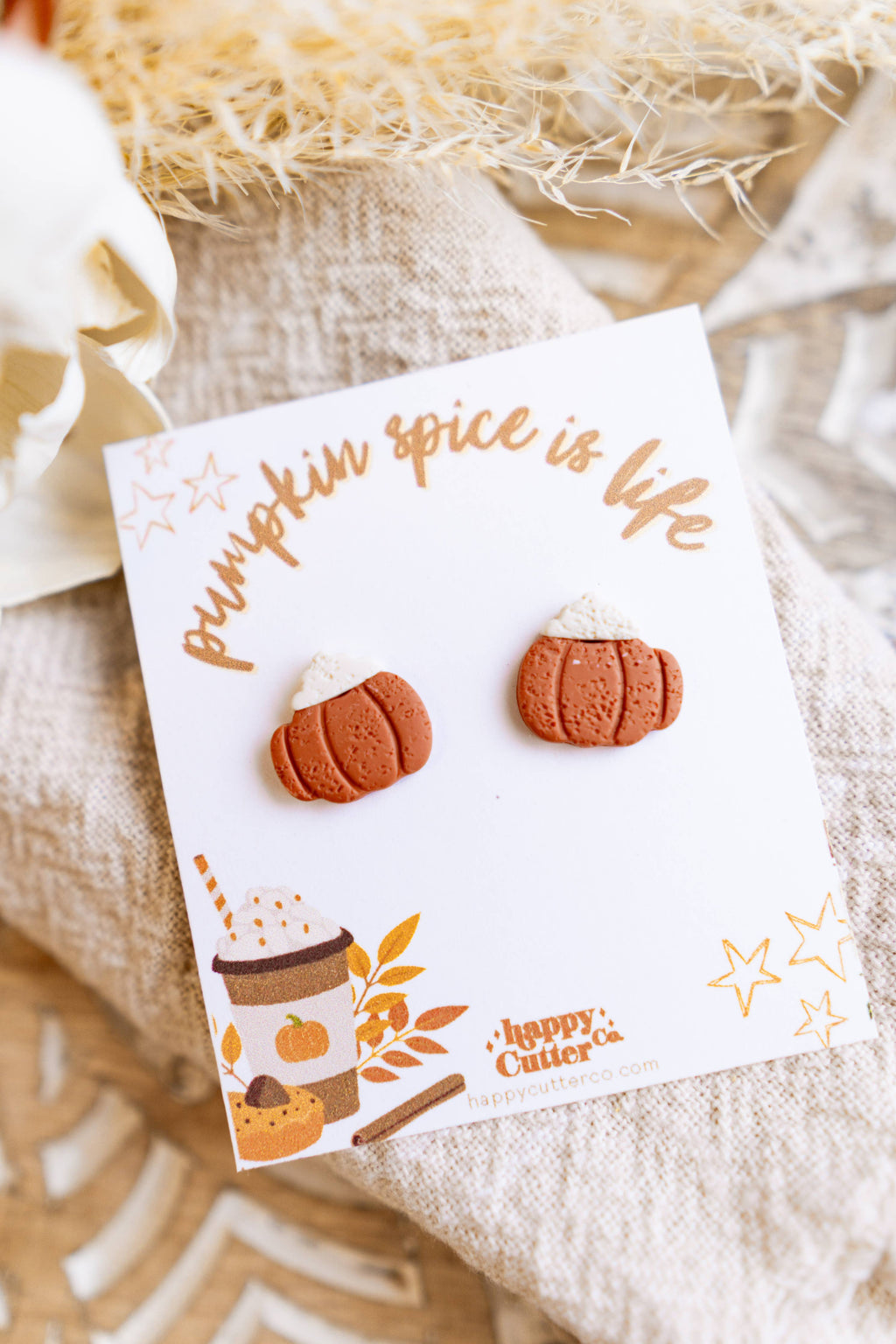 Fun Cute Fall Stud Earrings | Pumpkin Mug Fall Studs