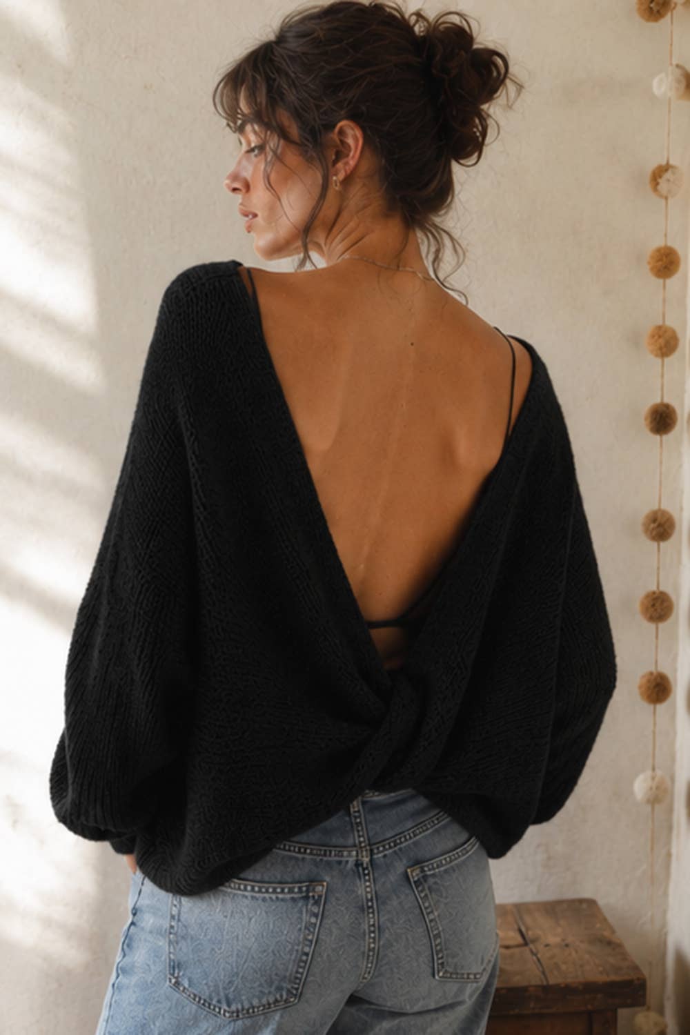 Chic Reversible Sweater | Wool Blend 2-Way Twist Knotted Top