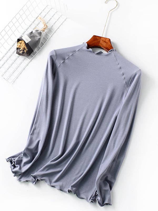Solid Color Long Sleeve Top
