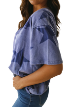 Justice Blue Vintage Star Print Mineral Wash Tee