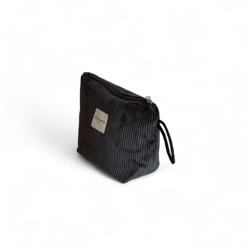 Corduroy Large Makeup Bag – Charcoal Gray