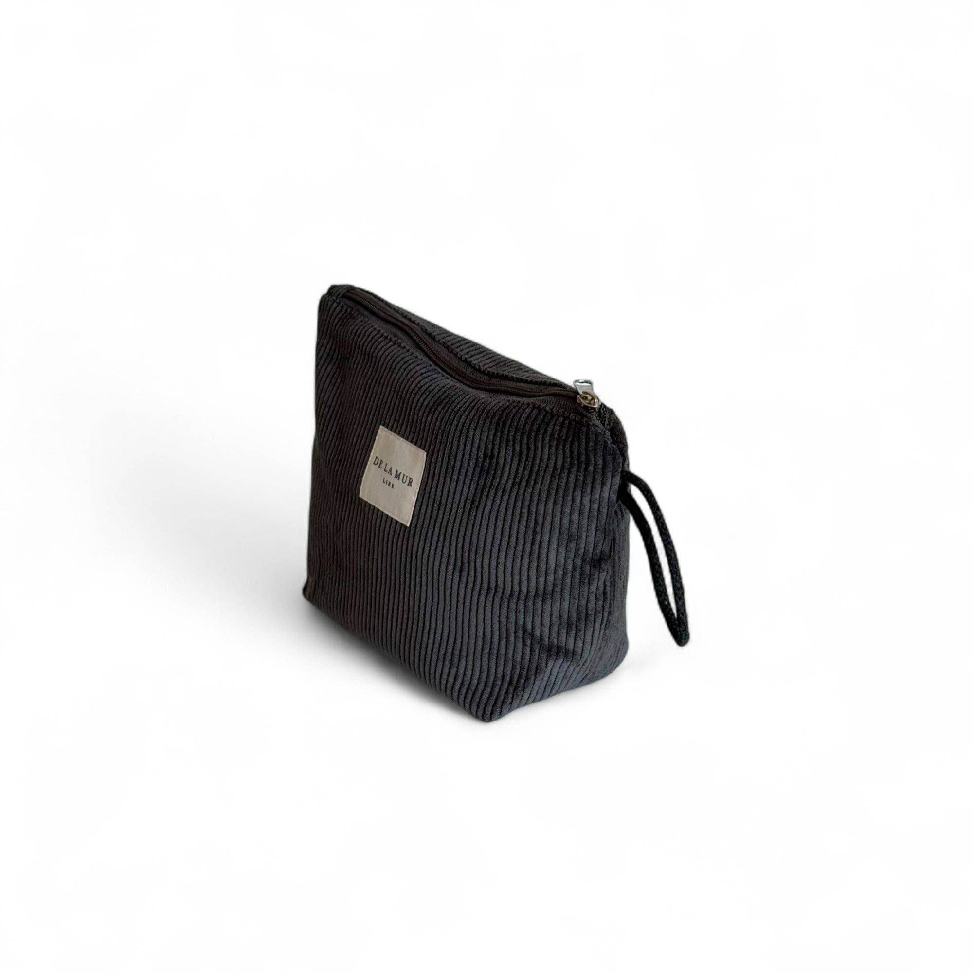Corduroy Large Makeup Bag – Charcoal Gray