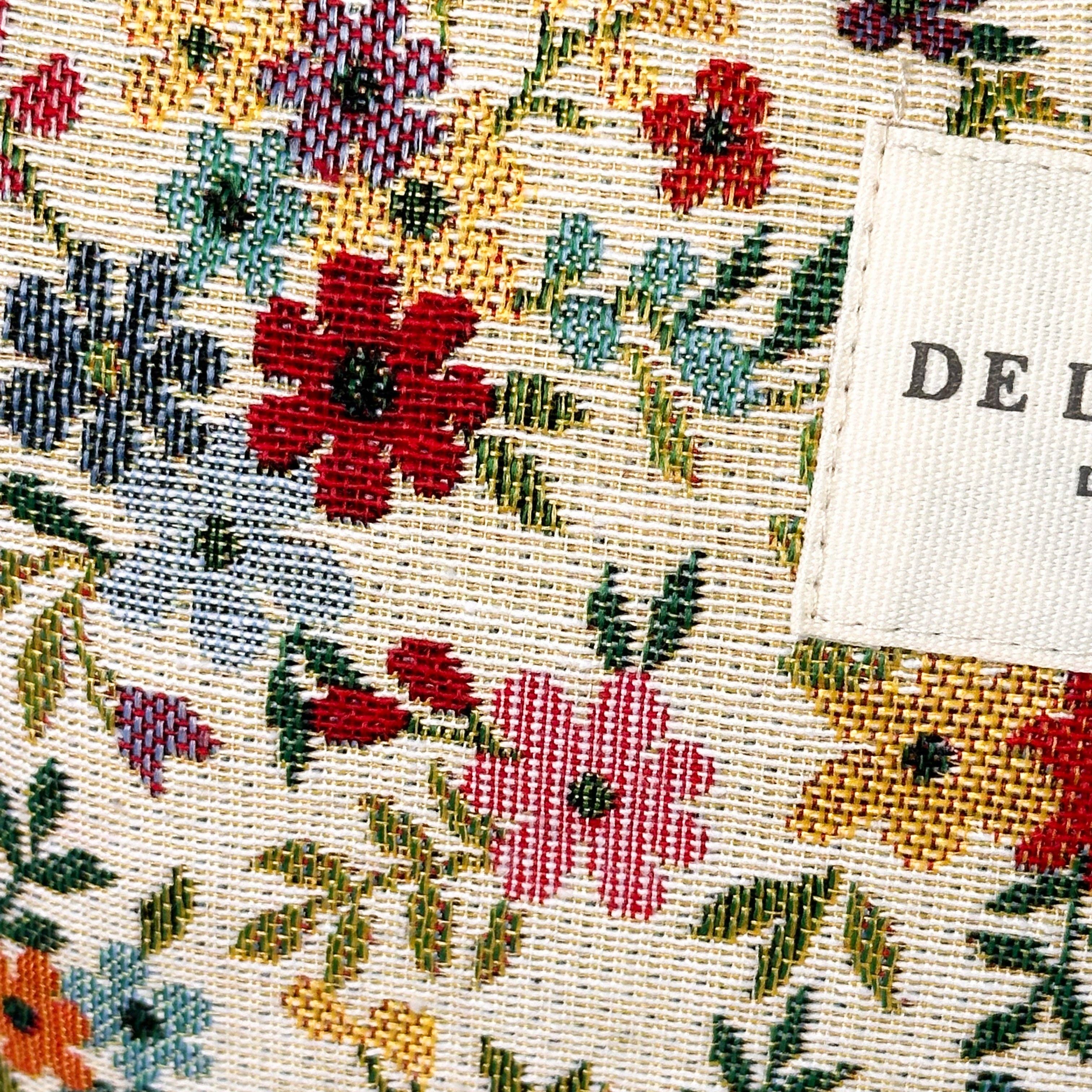Floral Jacquard Large Makeup Bag – Beige