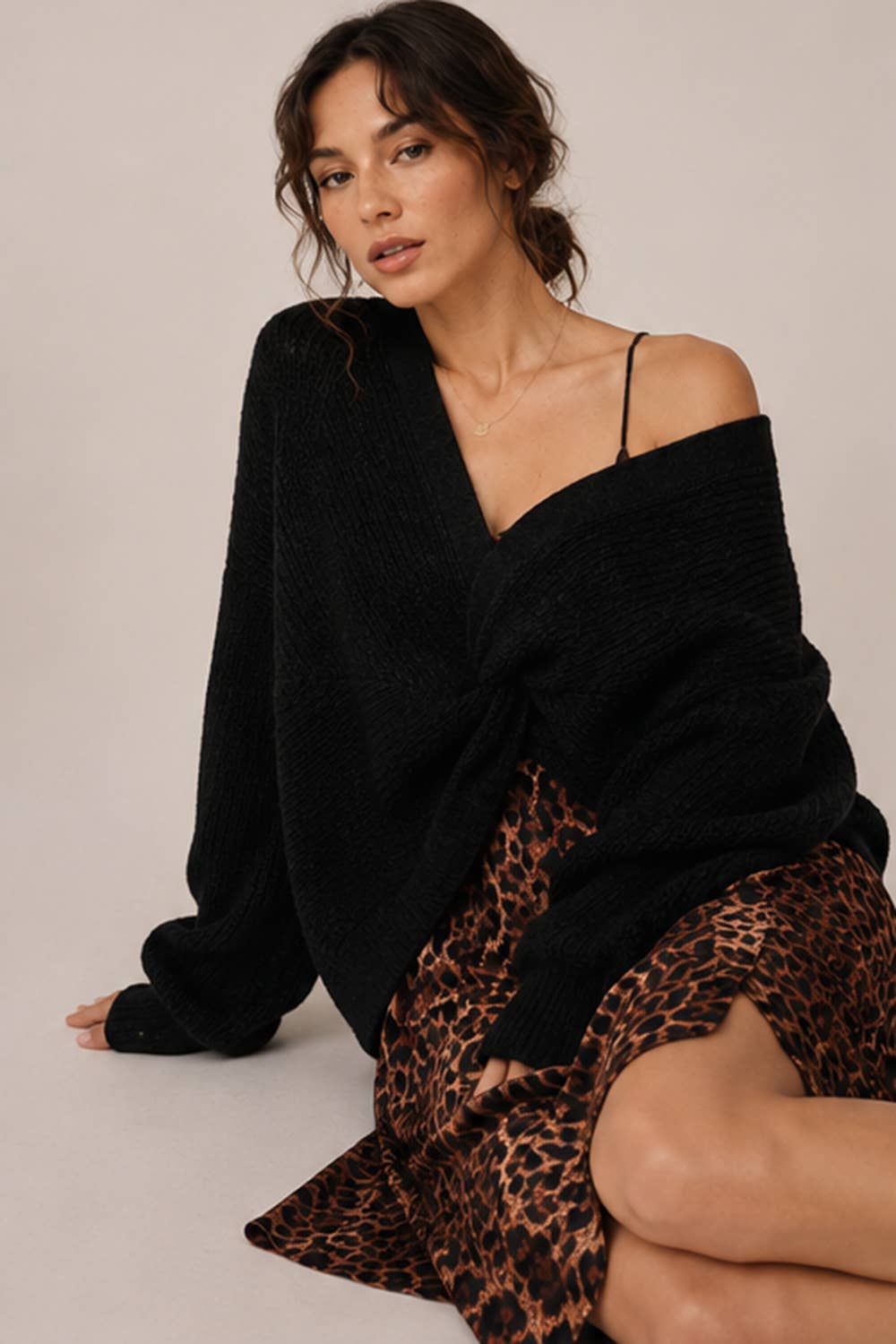 Chic Reversible Sweater | Wool Blend 2-Way Twist Knotted Top
