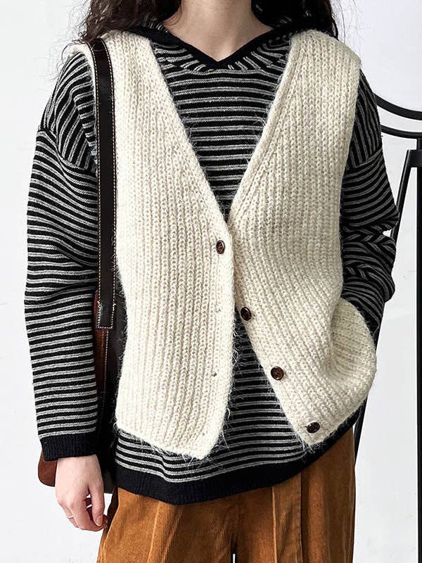 Loose Sleeveless Split-Joint V-Neck Vest Top