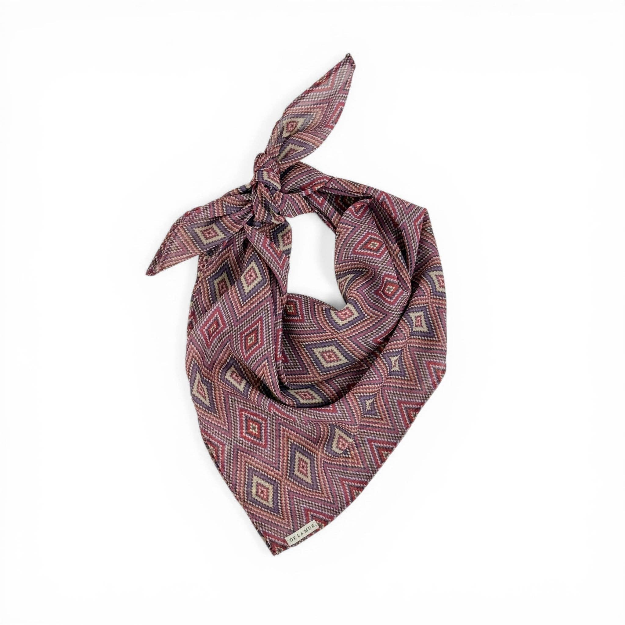 Geometric Chiffon Square Scarf – Pink & Lilac