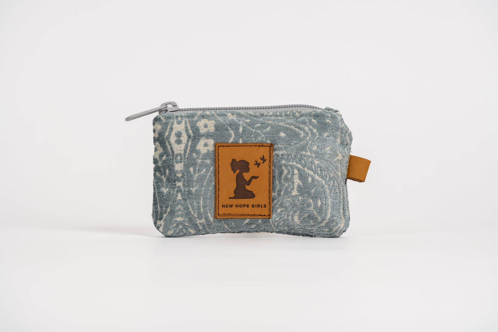 Caroline Card Pouch | Blue Ivory Print