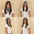 Floral Chiffon Square Scarf – Navy & Cream
