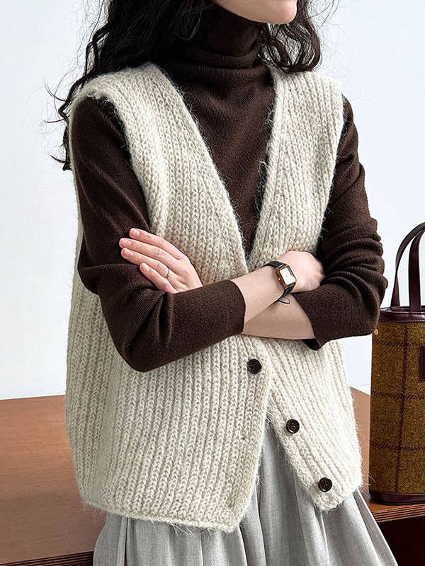 Loose Sleeveless Split-Joint V-Neck Vest Top