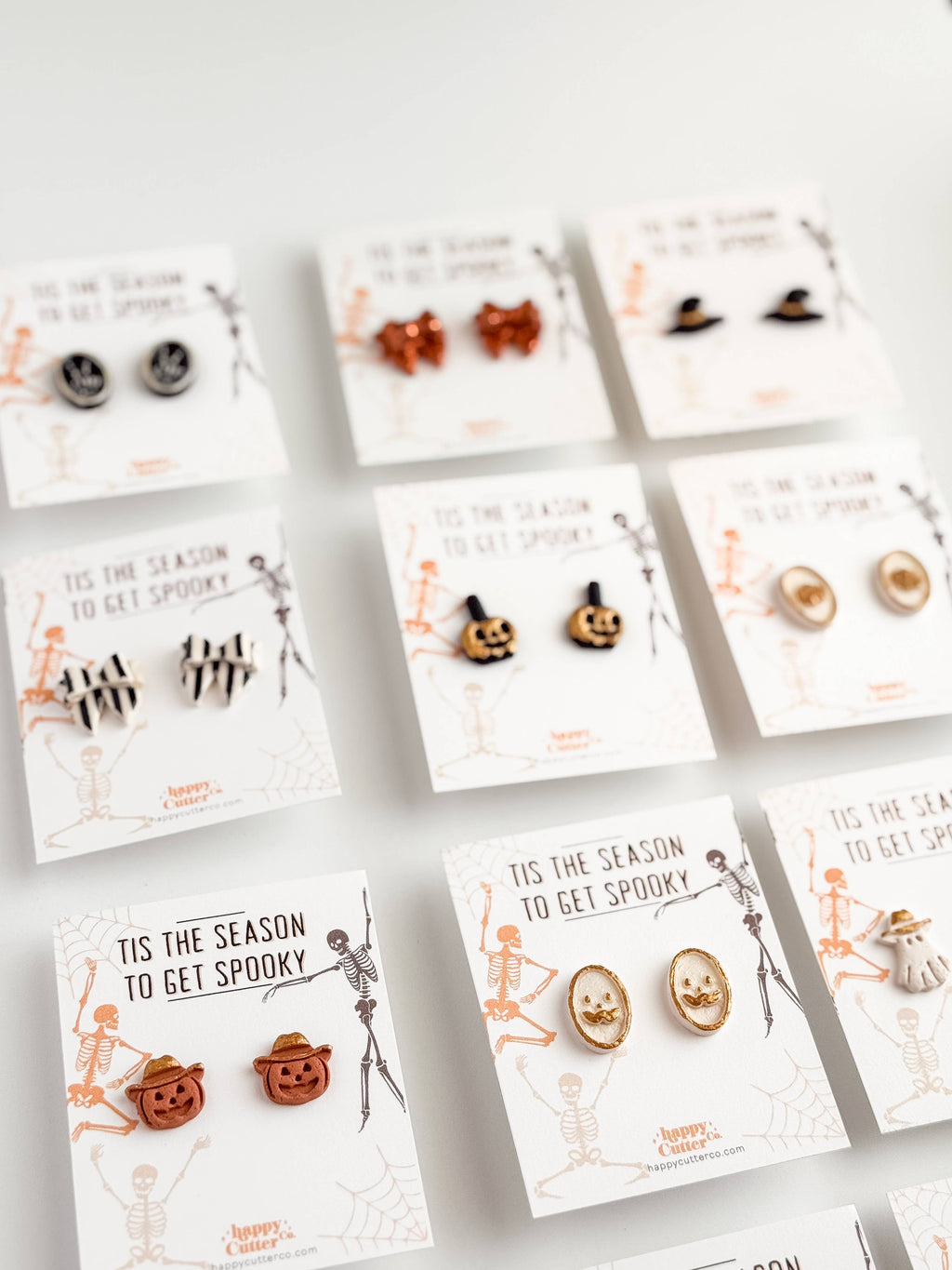 Halloween Studs | Black White Striped Bow Halloween Earrings