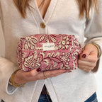 Floral Jacquard Squared Makeup Bag – Ecru & Pink