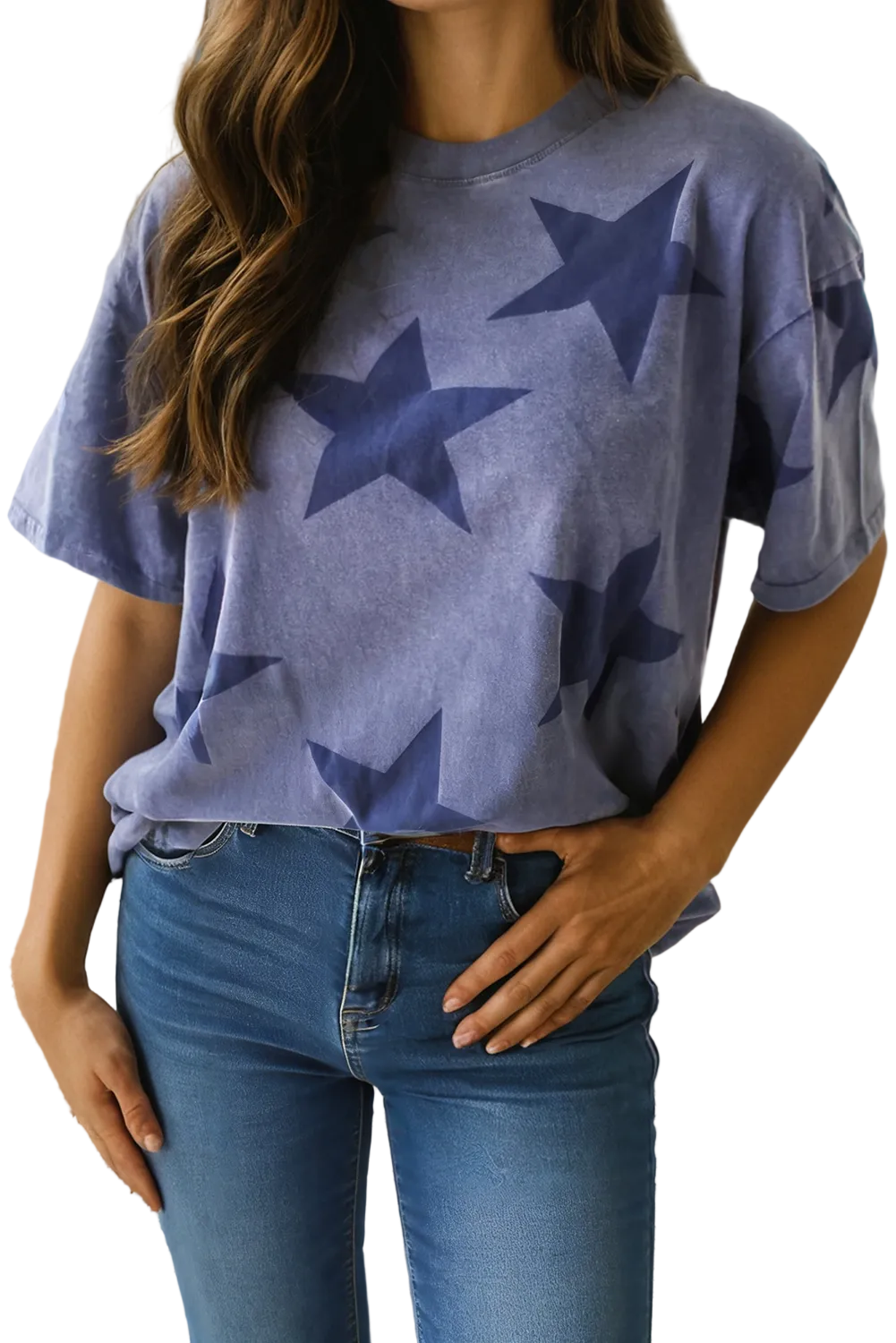Justice Blue Vintage Star Print Mineral Wash Tee