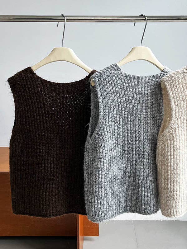 Loose Sleeveless Split-Joint V-Neck Vest Top