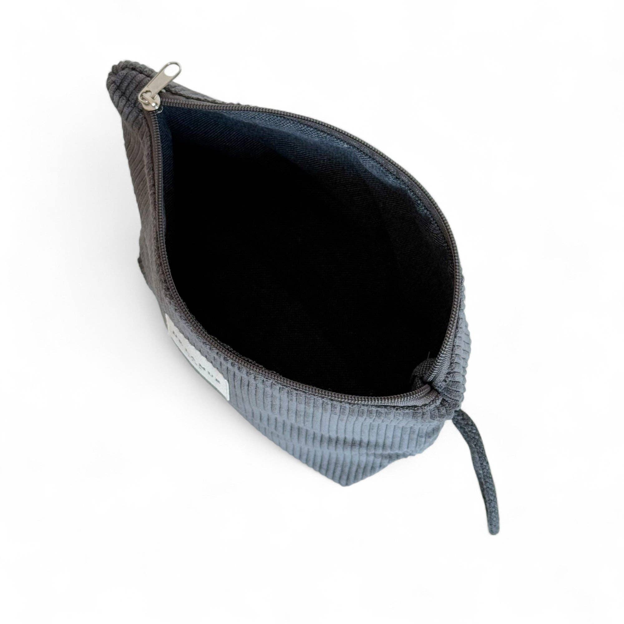 Corduroy Large Makeup Bag – Charcoal Gray