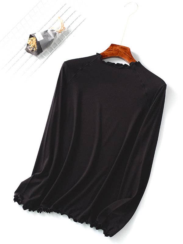 Solid Color Long Sleeve Top