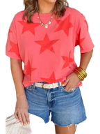 Freedom Red Vintage Star Print Mineral Wash Tee