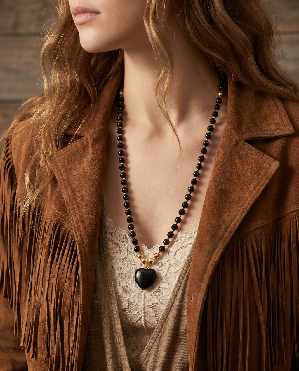 Black Obsidian Beaded Necklace