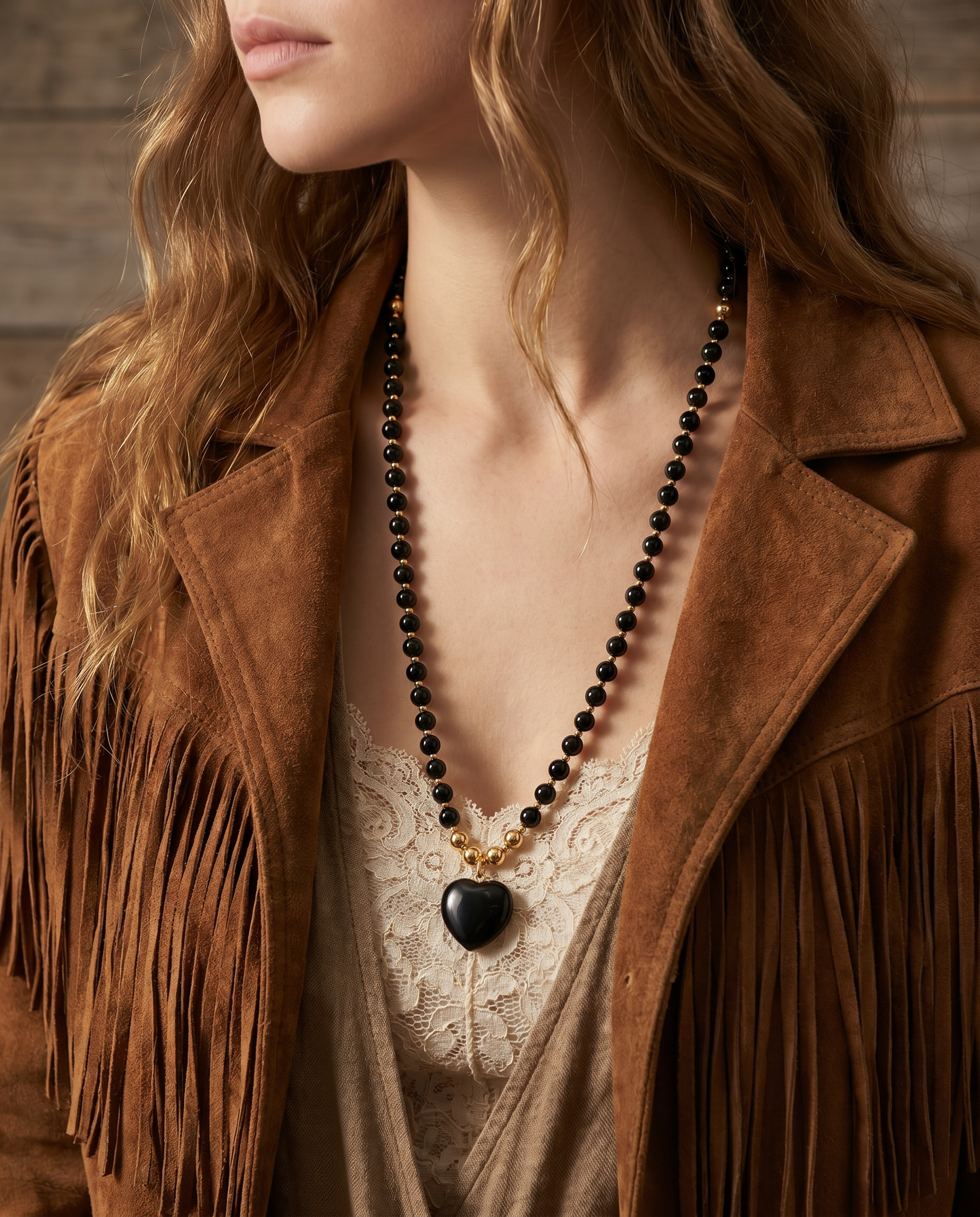 Black Obsidian Beaded Necklace