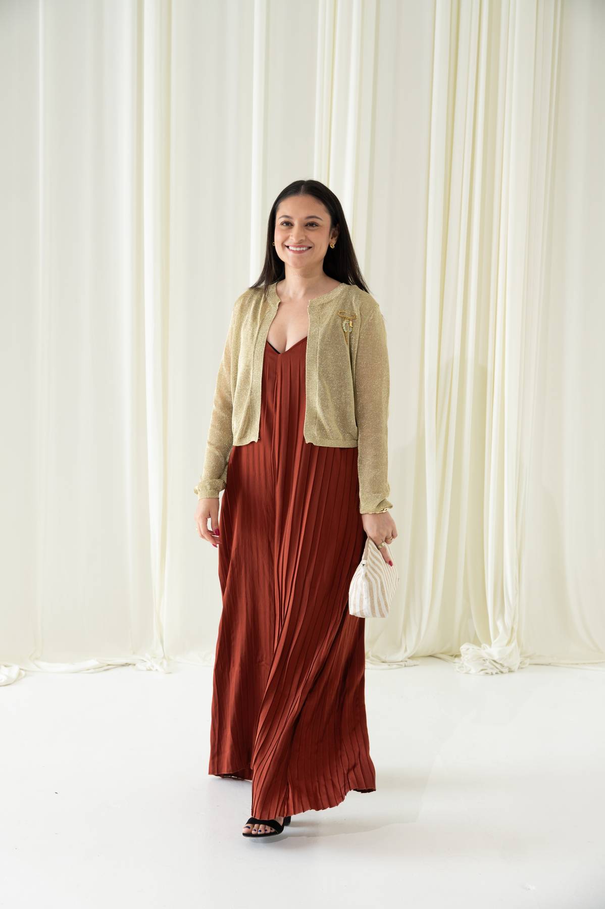 Metallic Open Front Cardigan | Shimmering Metallic Cardigan