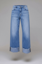 Brittney Cuffed High Rise Wide Leg Jeans
