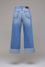 Brittney Cuffed High Rise Wide Leg Jeans